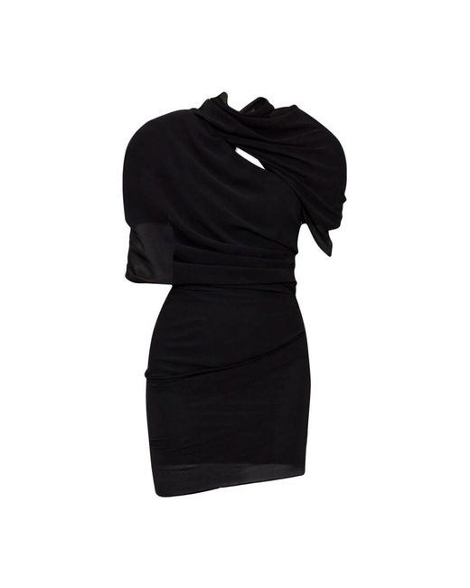 Jacquemus Black Schwarzes asymmetrisches design kurzarm-top