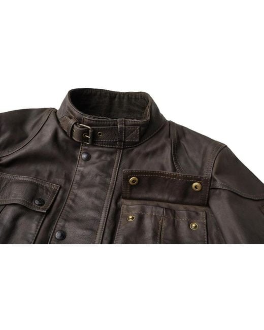 Belstaff Black Gangster Leather Jacket Antique 54 for men