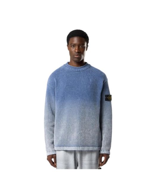 Stone Island Blue Round-Neck Knitwear for men
