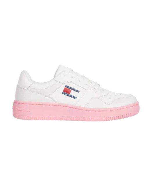 Tommy Hilfiger Pink Rosa Leder Sneakers Schnürung