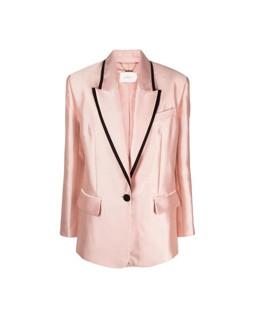 Zimmermann Pink Grosgrain-trimmed Wool And Silk-blend Duchesse-satin Blazer