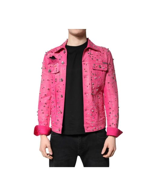Dolce & Gabbana Red Denim Jackets for men