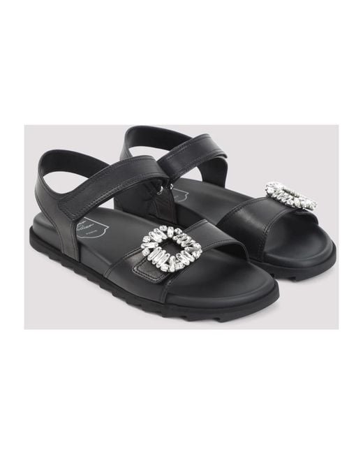 Roger Vivier Black Flat Sandals