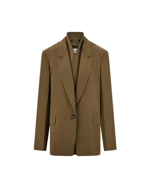 Ferragamo Jassen ,Bruin ,Rayon Bruine Jas Met Klepzakken En Achter Split in het Green