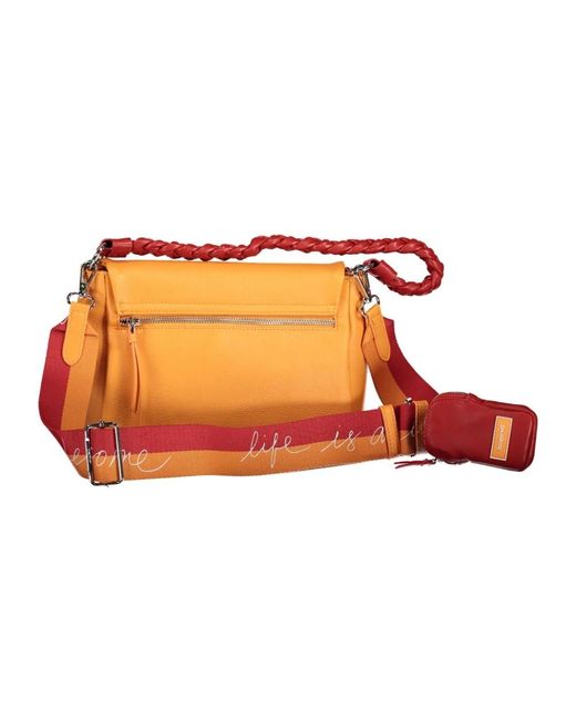 Desigual Orange Polyurethan handtasche mit abnehmbaren trägern