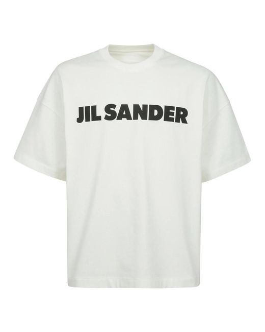 Jil Sander Logo Katoenen T-Shirt in het White voor heren