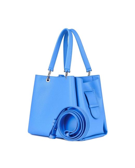 Emporio Armani Blue Blaue lederhandtasche ceruleo modell