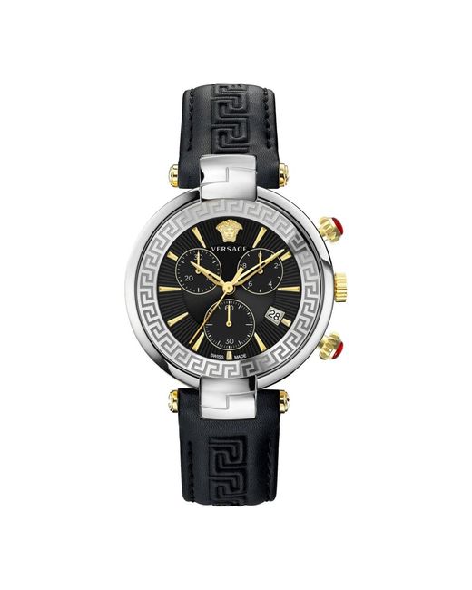 Versace Chrono restyling leder armbanduhr in Black für Herren