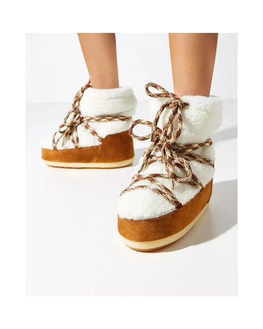 Moon Boot White Pelzgefütterte schneestiefel