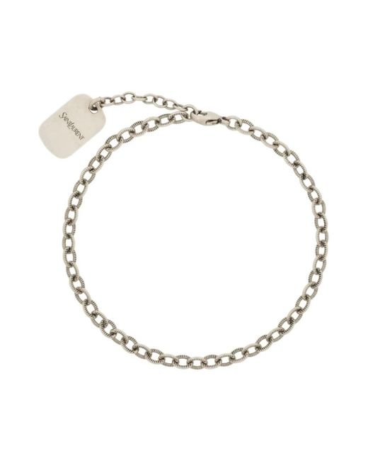 Saint Laurent Logo Chain Bracelet in het Metallic voor heren