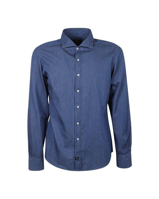 Fay Chambray Hemd in Blue für Herren