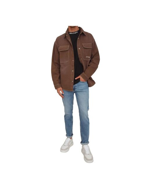 Palm Angels Brown Casual Shirts for men