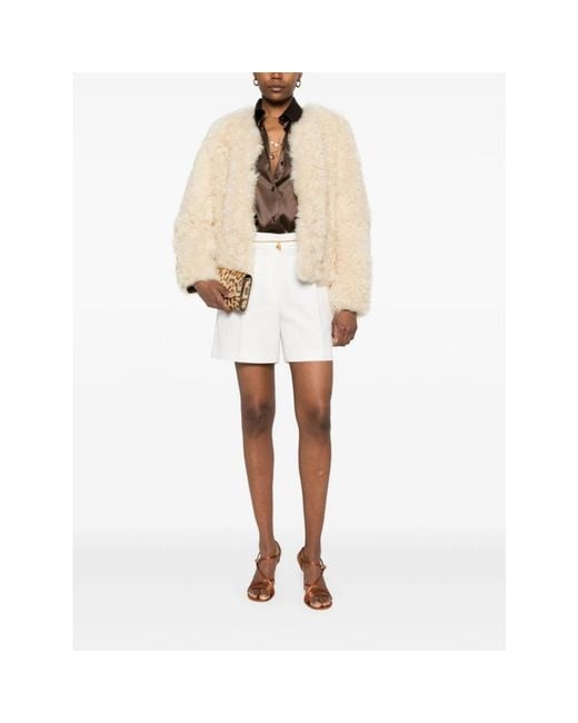 Tom Ford Collarless Shearling Jacket in het Natural