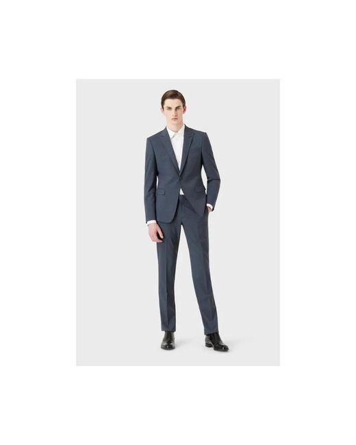Emporio Armani Blue Single Breasted Suits for men