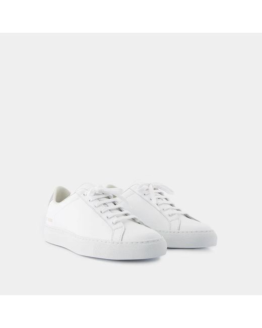 Common Projects White Weiß/silber retro klassische leder sneakers