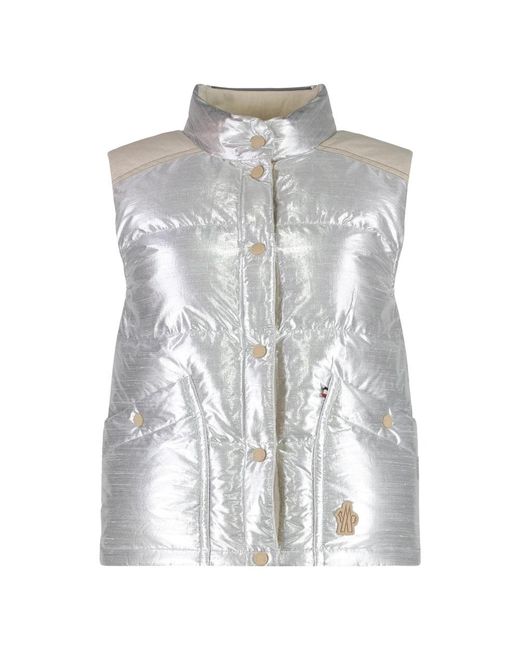 Moncler Jassen ,Grijs ,Katoen Pinchot Lamé Down Vest in het Gray