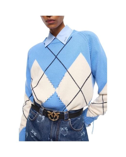 Pinko Blue Round-Neck Knitwear