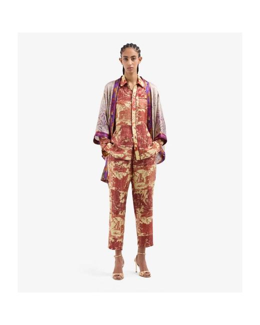 Pierre Louis Mascia Red Wide Trousers