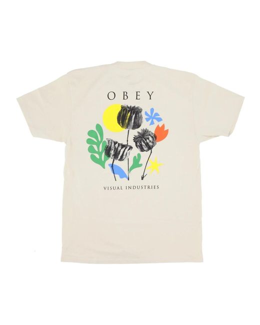 Obey Blumiges klassik-t-shirt in White für Herren