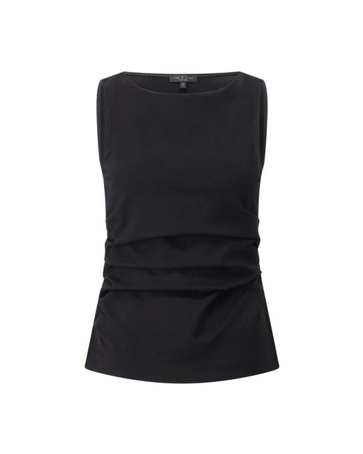 Rag & Bone Black Gerüschtes Oberteil Mit Hohem Kragen