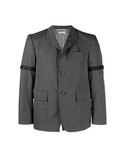 Thom Browne Jassen ,Grijs ,Straight Fit Sb S/C Met Gg Armband in het Gray voor heren