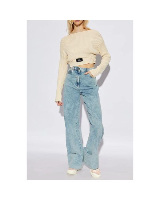Balmain Natural Kurzer pullover mit patch