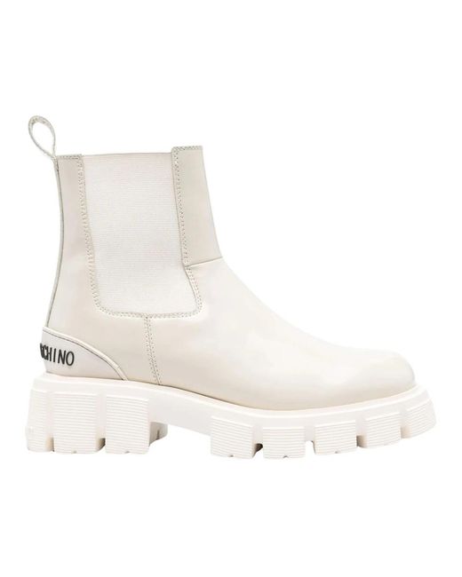Love Moschino White Chelsea Boots