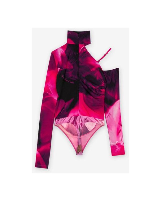 Versace Jeans Couture Bodysuit Met Hoge Hals En Veters Aan De Zijkant in het Pink