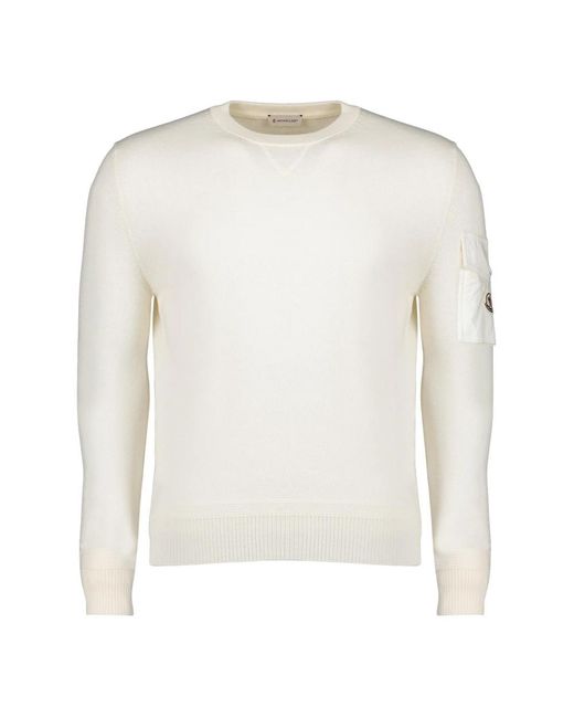 Moncler White Round-Neck Knitwear for men