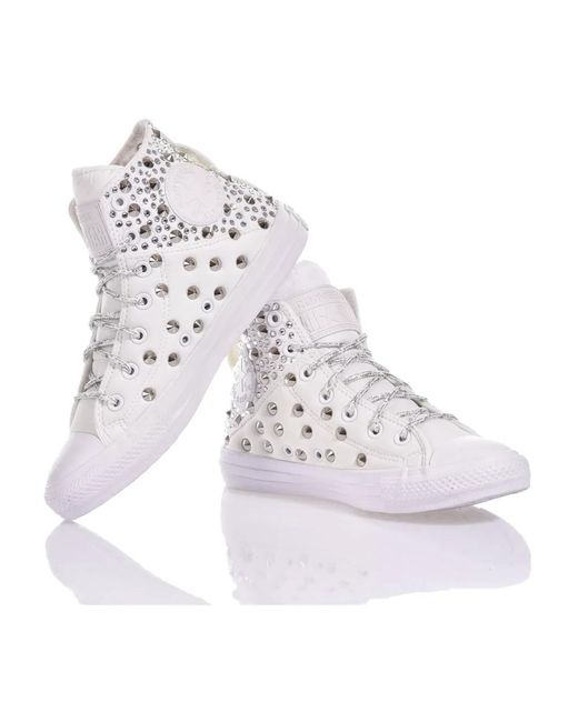 Converse White Handgefertigte weiße Sneaker für Frauen