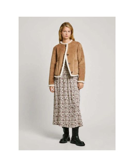 Faux Fur & Shearling Jackets di Pepe Jeans in Natural