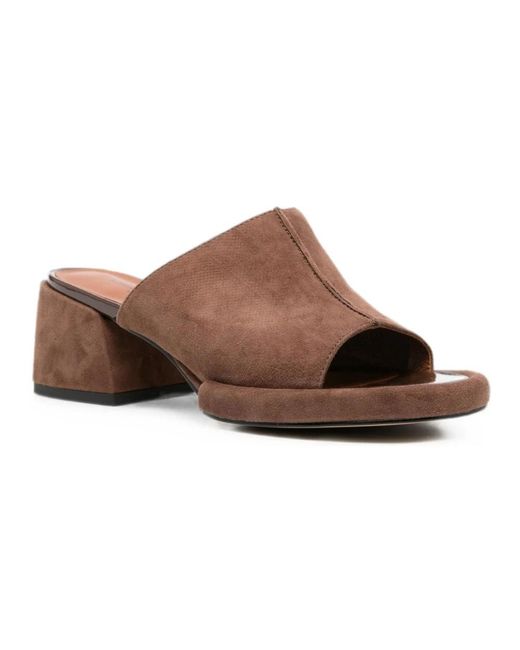 ADRIANNA FERETTI Brown Heeled Mules