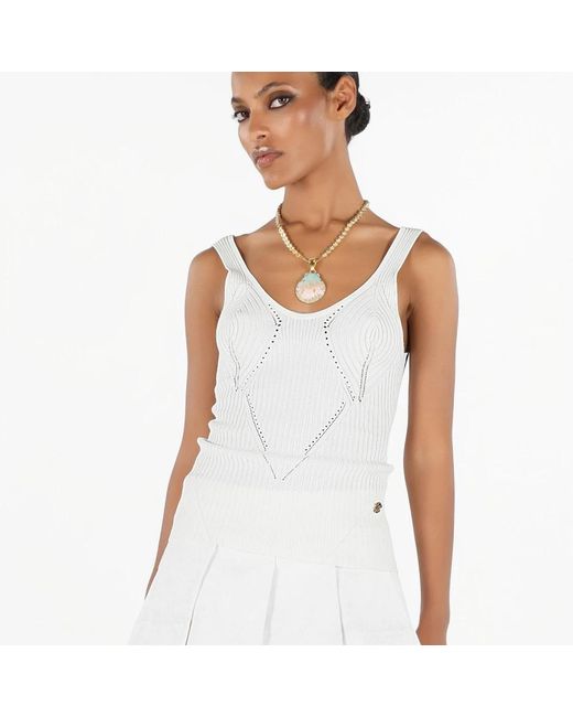 Roberto Cavalli White Sleeveless Tops