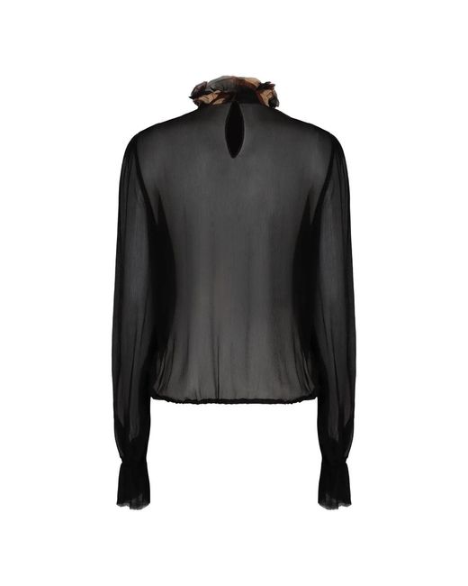 Emilio Pucci Overhemden ,Zwart ,Geplooide Blouse Met Ballonmouwen in het Black