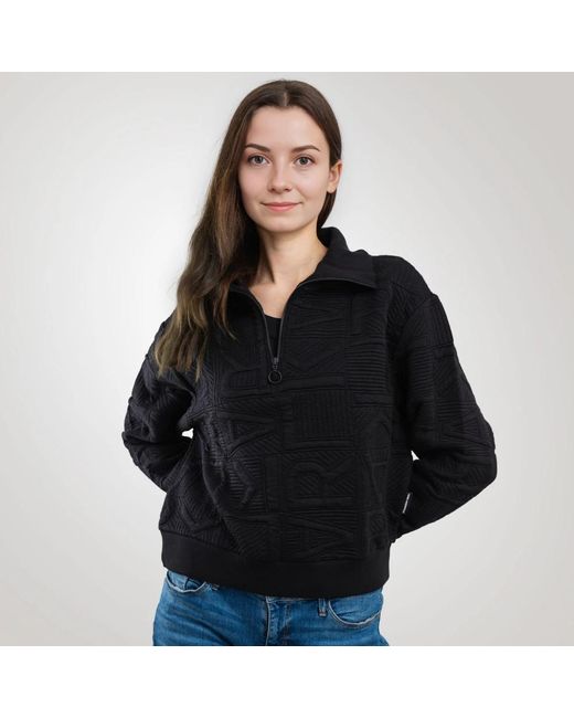 Karl Lagerfeld Hoodies & Sweatvesten ,Zwart ,Katoen Sweatshirt Met Rits in het Black