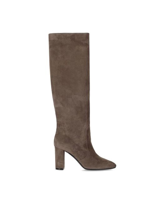 Via Roma 15 Brown Grauer Wildleder-Stiefel Mit Absatz