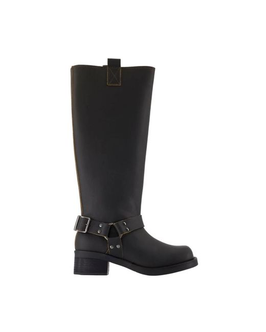 Samsøe & Samsøe Black Grüne Leder-Stiefeletten