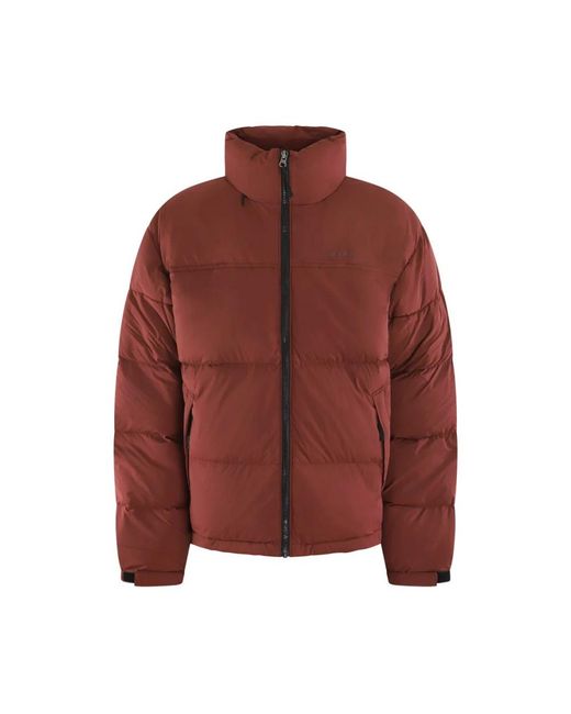 Olaf Hussein Jassen ,Rood ,Leer Hooded Puffer Jacket in het Red voor heren
