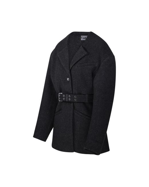 Ganni Black Belted Coats