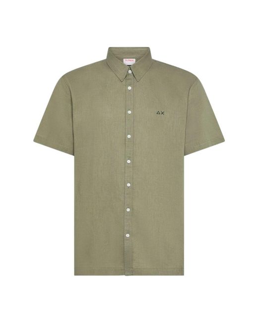 Sun 68 Green Short Sleeve Shirts for men