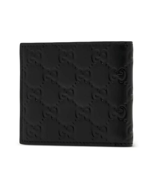 Gucci Accessoires ,Zwart ,Leer Gg Emblem Munt Portemonnee in het Black voor heren