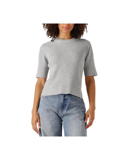 Object O-Neck Knit Sweater in het Gray