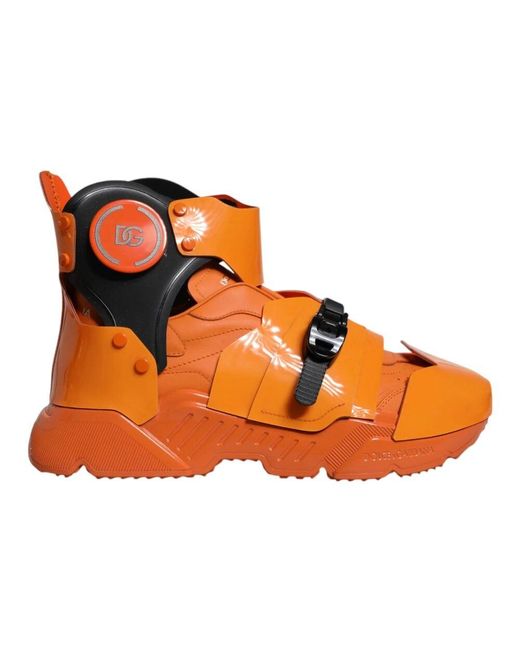 Dolce & Gabbana Multi Panel High Top Sneakers in Orange für Herren