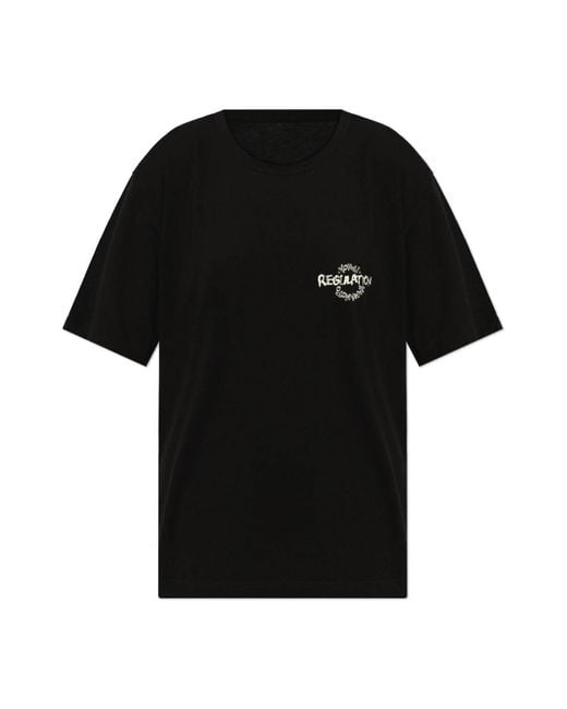 Yohji Yamamoto Black T-Shirt Mit Druck