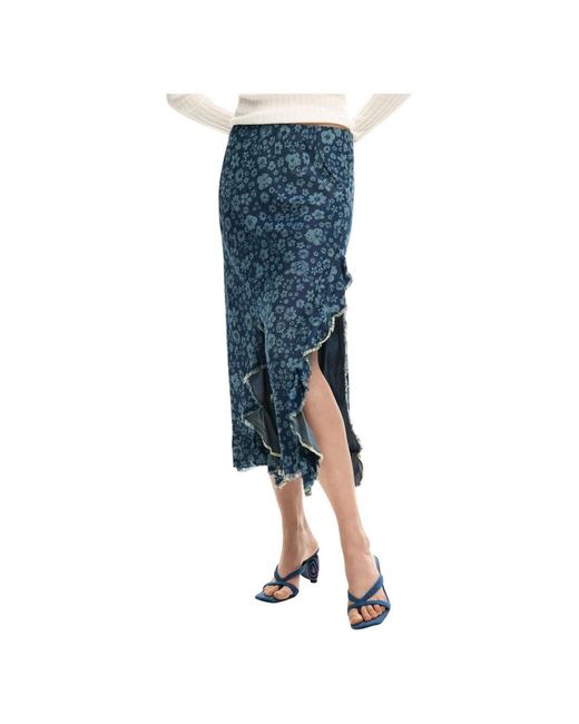Desigual Blue Midi Skirts