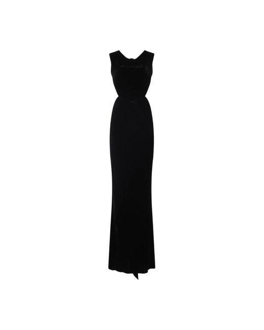 Rick Owens Black Evening Dress With Deep V-Neckline And Cutou