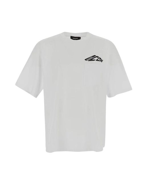 DSquared² Logo T-Shirt Lässige Mode Shirt in White für Herren