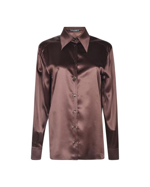 Dolce & Gabbana Brown Einfarbiges hemd mit knöpfen