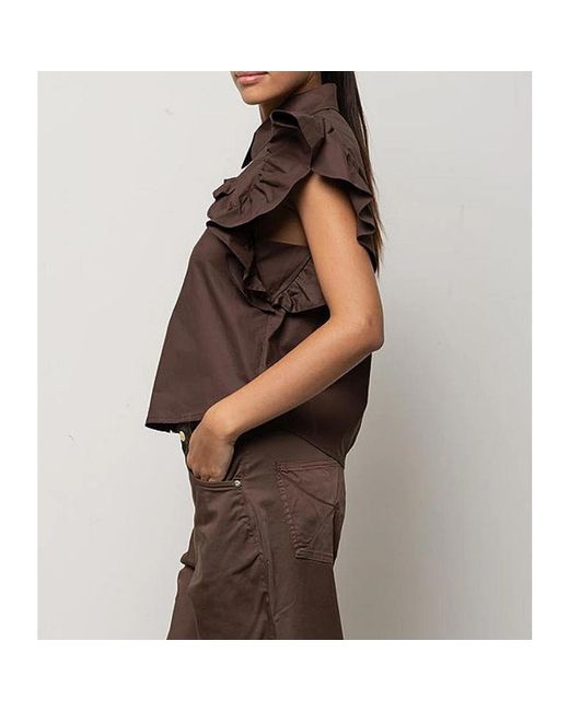 Kaos Brown Hemd Mit Rüschenärmeln
