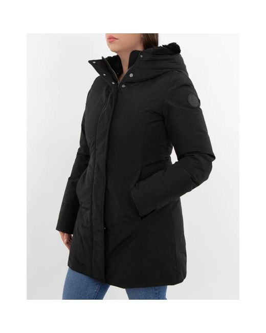 Woolrich Black Cordura parka mit abnehmbarer pelzkapuze